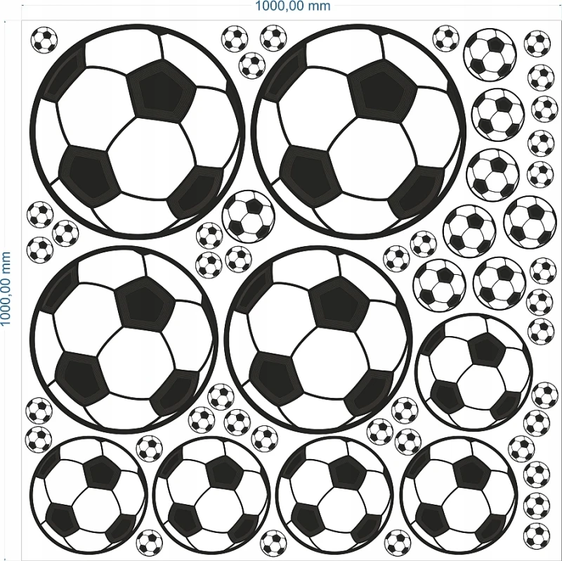 NAKLEJKI NA ŚCIANĘ piłki football 100x100cm