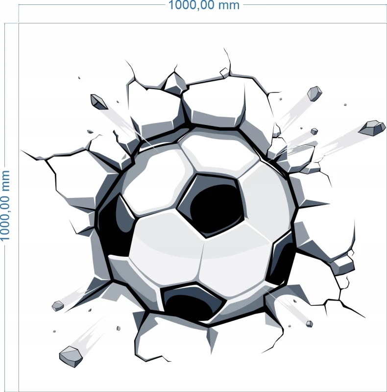 NAKLEJKI NA ŚCIANĘ piłka nożna, football 3D 100x100cm