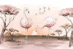 Fototapeta mural dżungla różowe flamingi - NA WYMIAR