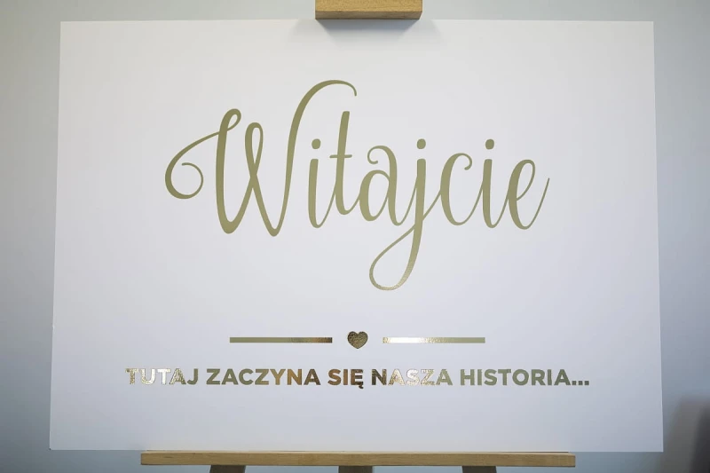 TABLICA WESELNA Glamour Witamy Gości - złoto / srebro