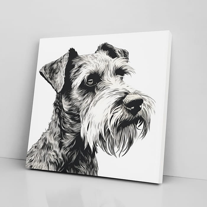 OBRAZ NA PŁÓTNIE portret psa, sznaucer miniaturowy wz2