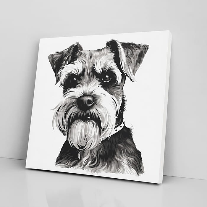 OBRAZ NA PŁÓTNIE portret psa, sznaucer miniaturowy wz4