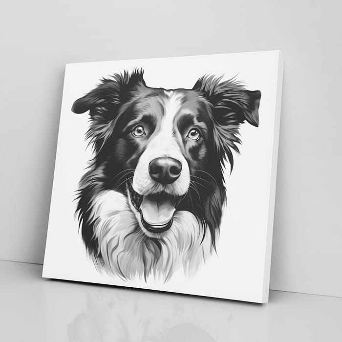 OBRAZ NA PŁÓTNIE portret psa, border collie wz4