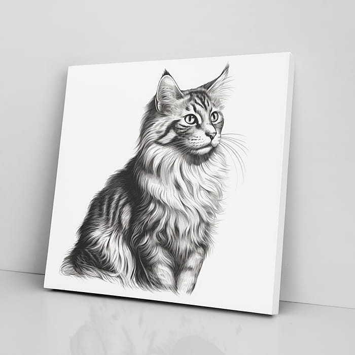 OBRAZ NA PŁÓTNIE portret kota, maine coon wz6