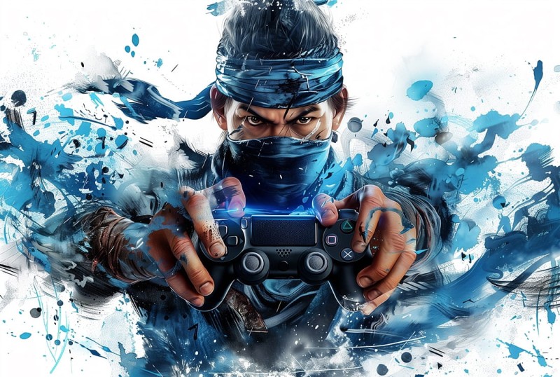 FOTOTAPETA Wojownik ninja z padem gamer wz14 - NA WYMIAR