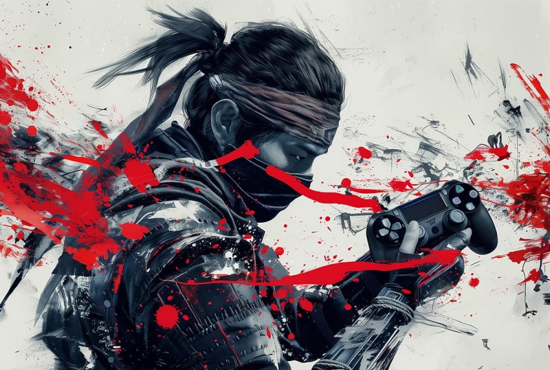 FOTOTAPETA Wojownik ninja z padem gamer wz20 - NA WYMIAR
