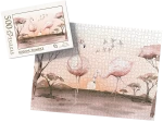 PUZZLE - dżungla różowe flamingi - z pudełkiem
