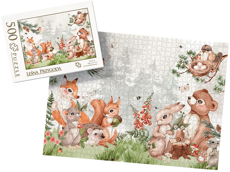 PUZZLE - leśna przygoda wz1 - z pudełkiem