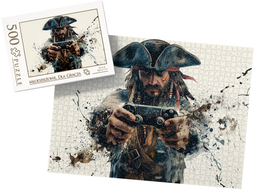 PUZZLE - pirat, dla gracza - z pudełkiem