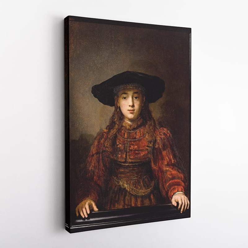 OBRAZ NA PŁÓTNIE - Rembrandt - Dziewczyna w ramie obrazu