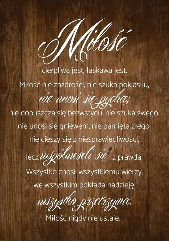 TABLICA HYMN O MIŁOŚCI drewno 60x90cm wzory