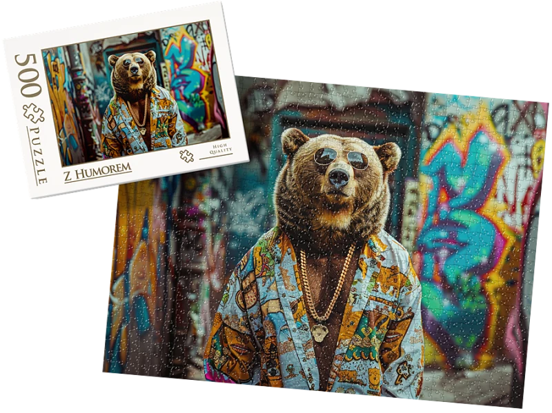 PUZZLE - Śmieszny zwierzak wz18 - z pudełkiem