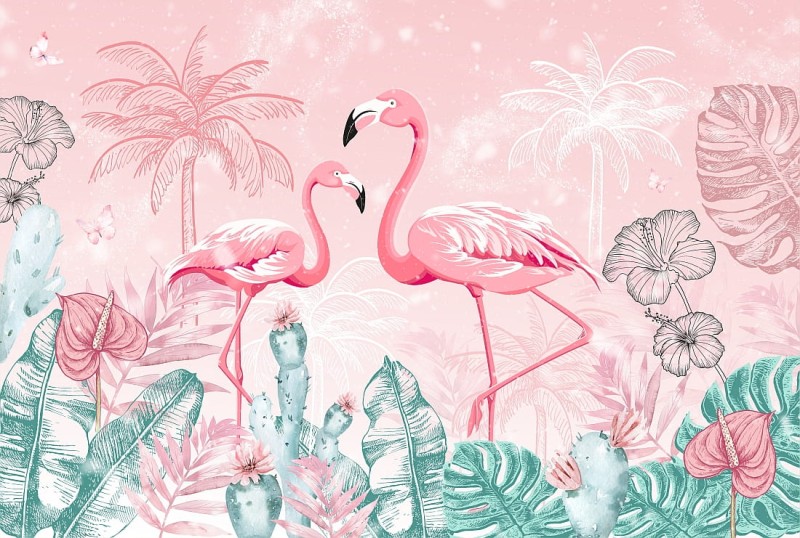 FOTOTAPETA flamingi z aruby - NA WYMIAR