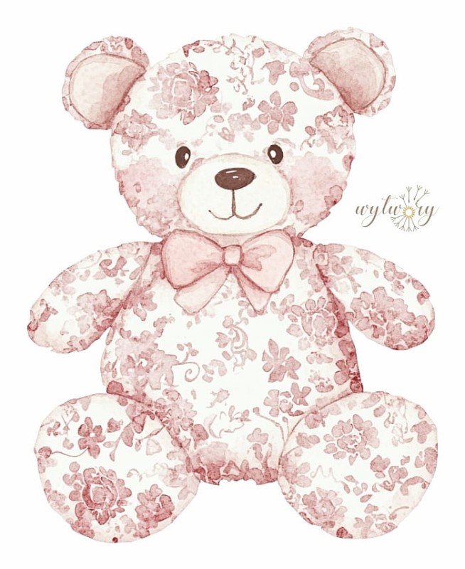 DEKORACJA WIELKOFORMATOWA - baby rose toile - miś 100cm
