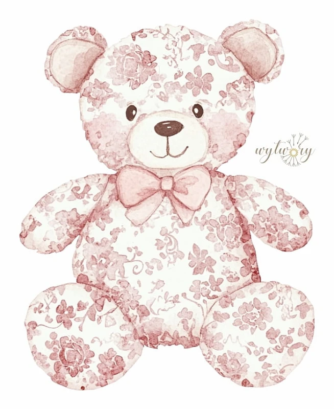 DEKORACJA WIELKOFORMATOWA - baby rose toile - miś 100cm