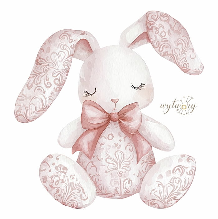 DEKORACJA WIELKOFORMATOWA - baby rose toile - króliczek 100cm
