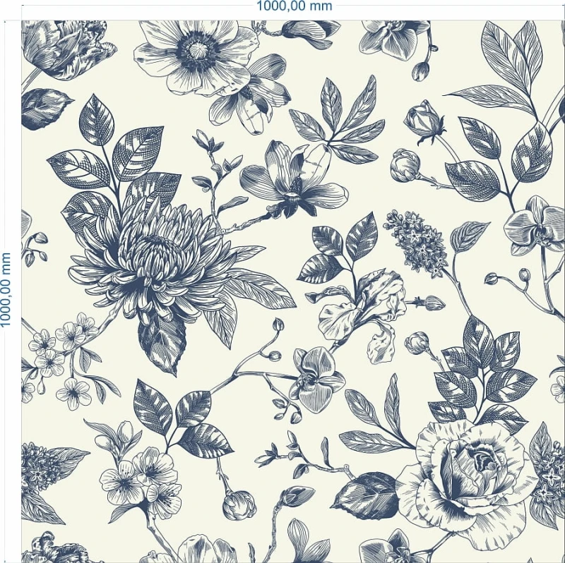 TAPETA bukiet kwiatów w stylu toile de jouy - NA WYMIAR