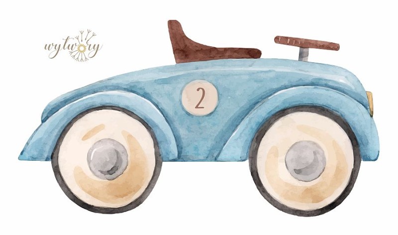 DEKORACJA WIELKOFORMATOWA - vintage car blue