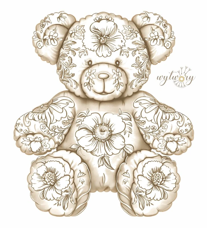 DEKORACJA WIELKOFORMATOWA - baby beige toile - miś wz2 100cm