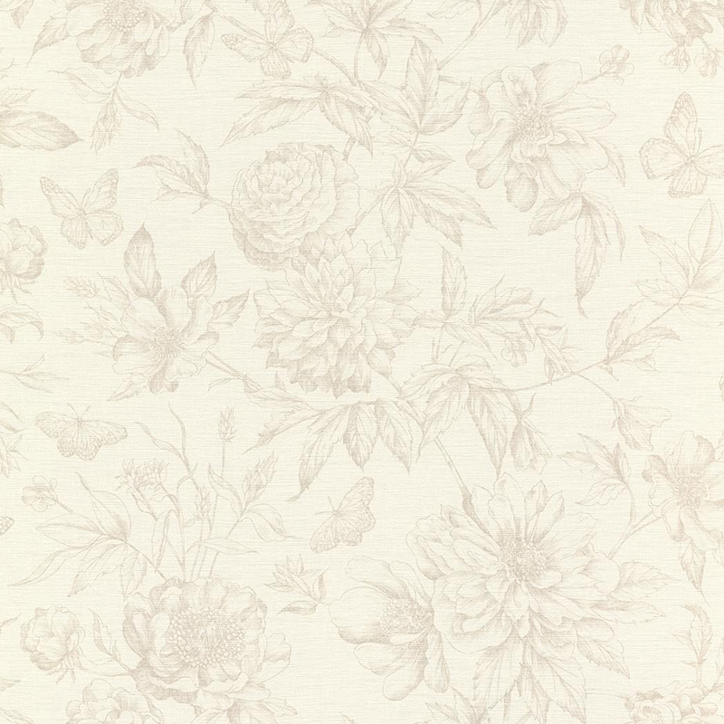 TAPETA - kwiatowe kremowe ornamenty