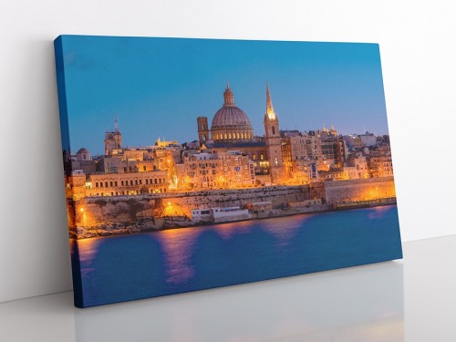 OBRAZ NA PŁÓTNIE Malta - valletta panorama nocna