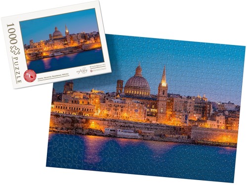 PUZZLE z pudełkiem - MALTA valletta panorama nocna wz1