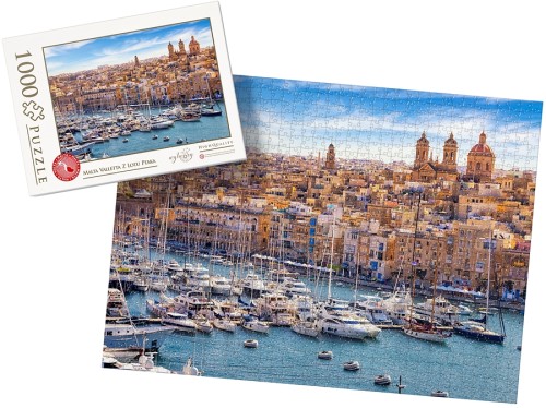 PUZZLE z pudełkiem - MALTA valletta wielki port wz1