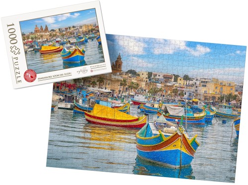 PUZZLE z pudełkiem - MALTA marsaxlokk łódeczki luzzu wz1