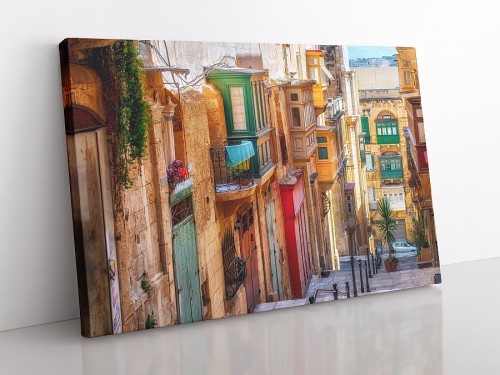 OBRAZ NA PŁÓTNIE Malta - ulice valletty wz1