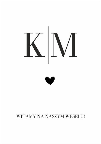 TABLICE WESELNE Glamour minimalistyczna z inicjałami 