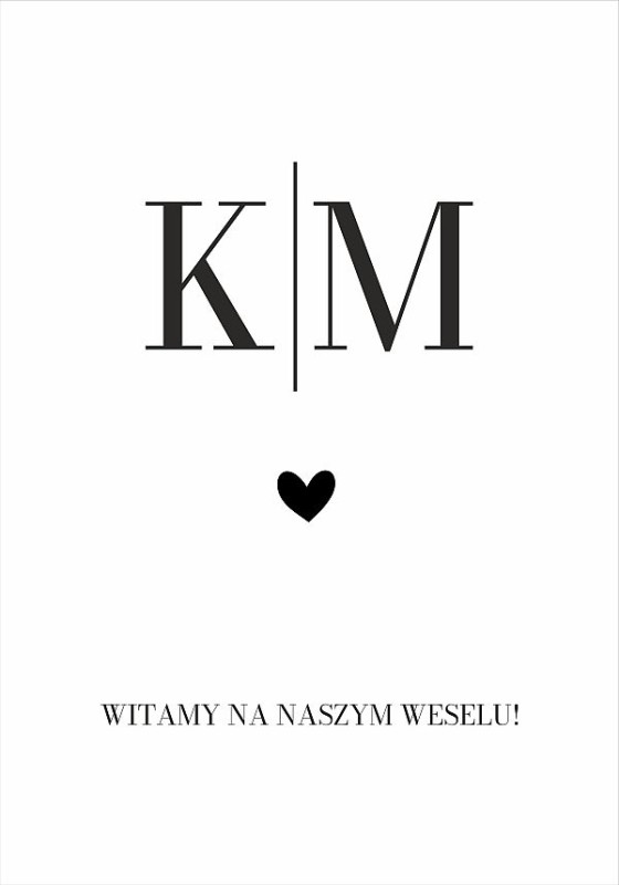 TABLICE WESELNE Glamour minimalistyczna z inicjałami 
