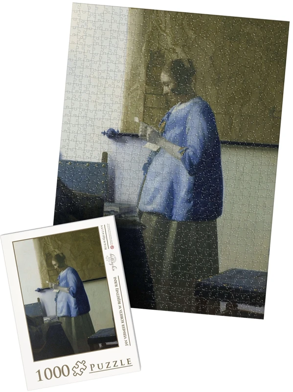 PUZZLE - Jan Vermeer Kobieta w błękitnej sukni - z pudełkiem