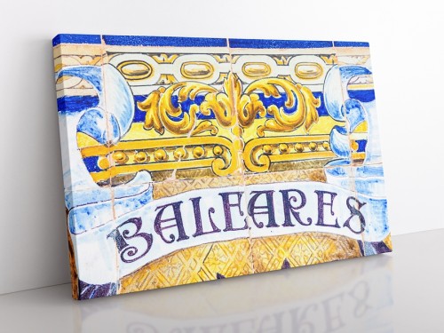 wytwory_obraz_azulejos z napisem Baleares, nawiązującym do hiszpańskiego archipelagu Balearów na Morzu Śródziemnym.jpg