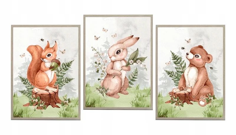 Zestaw 3 PLAKAT leśna przygoda