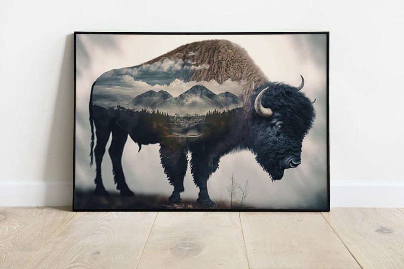 PLAKAT dzikie zwierzęta - żubr - 70x50cm 