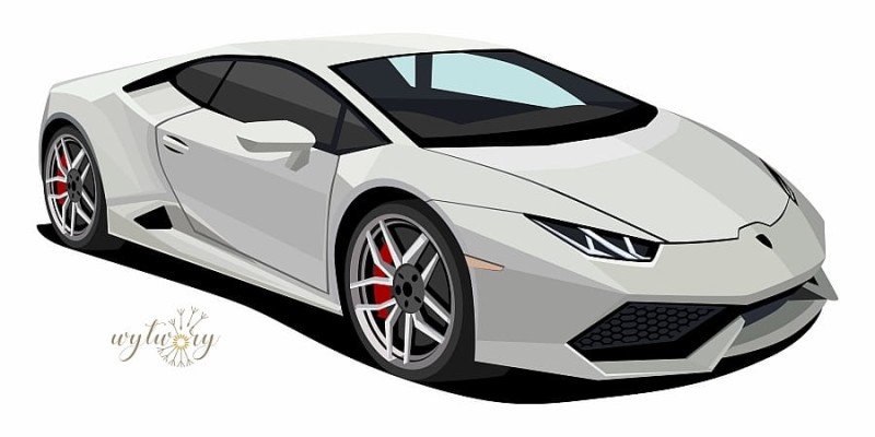 DEKORACJA WIELKOFORMATOWA - sportowy samochód, lamborghini - jasny szary 